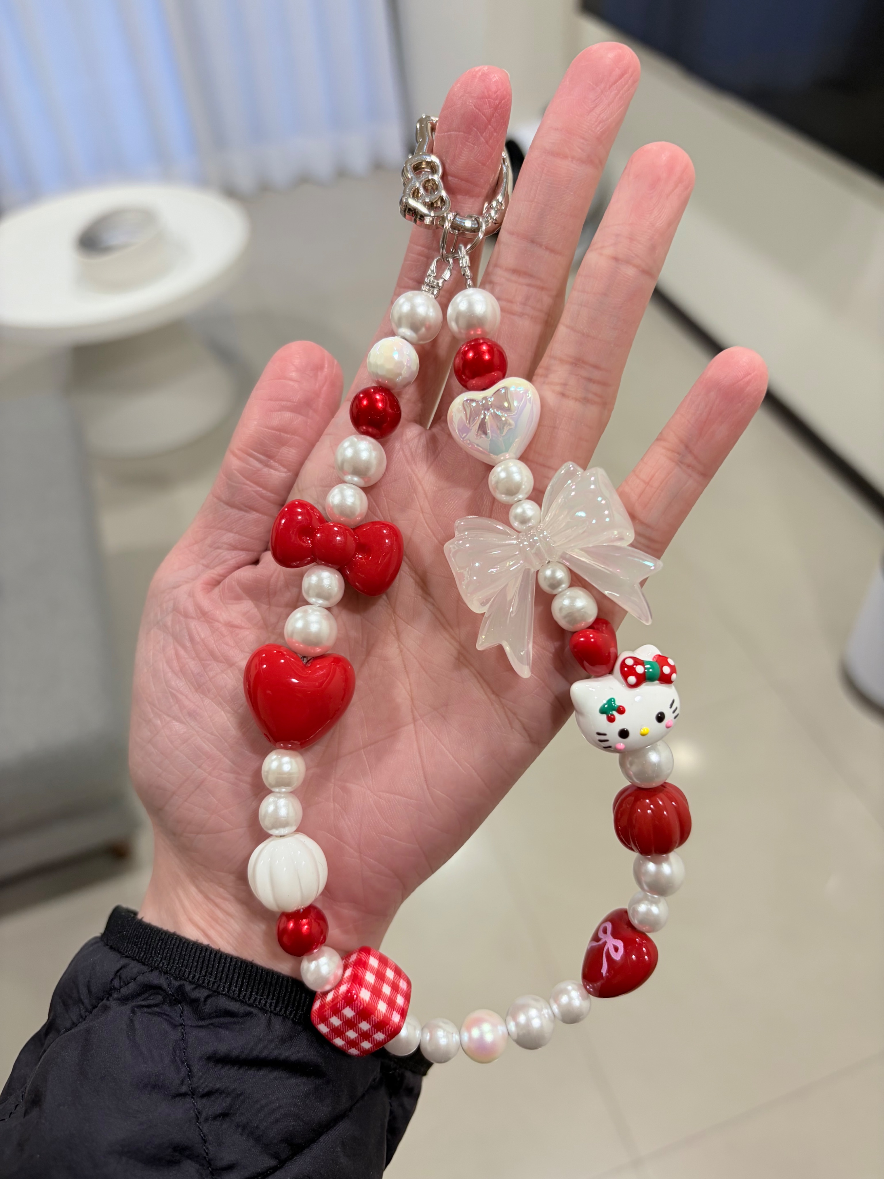 聖誕白kitty吊飾