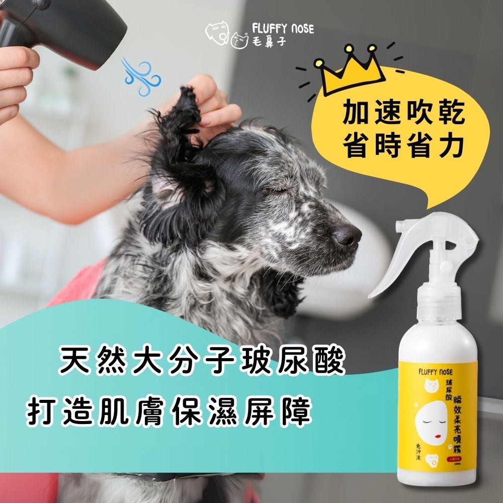 【加速吹乾】免沖洗玻尿酸瞬效柔亮噴霧（貓狗通用）｜FLUFFY nOSE 毛鼻子