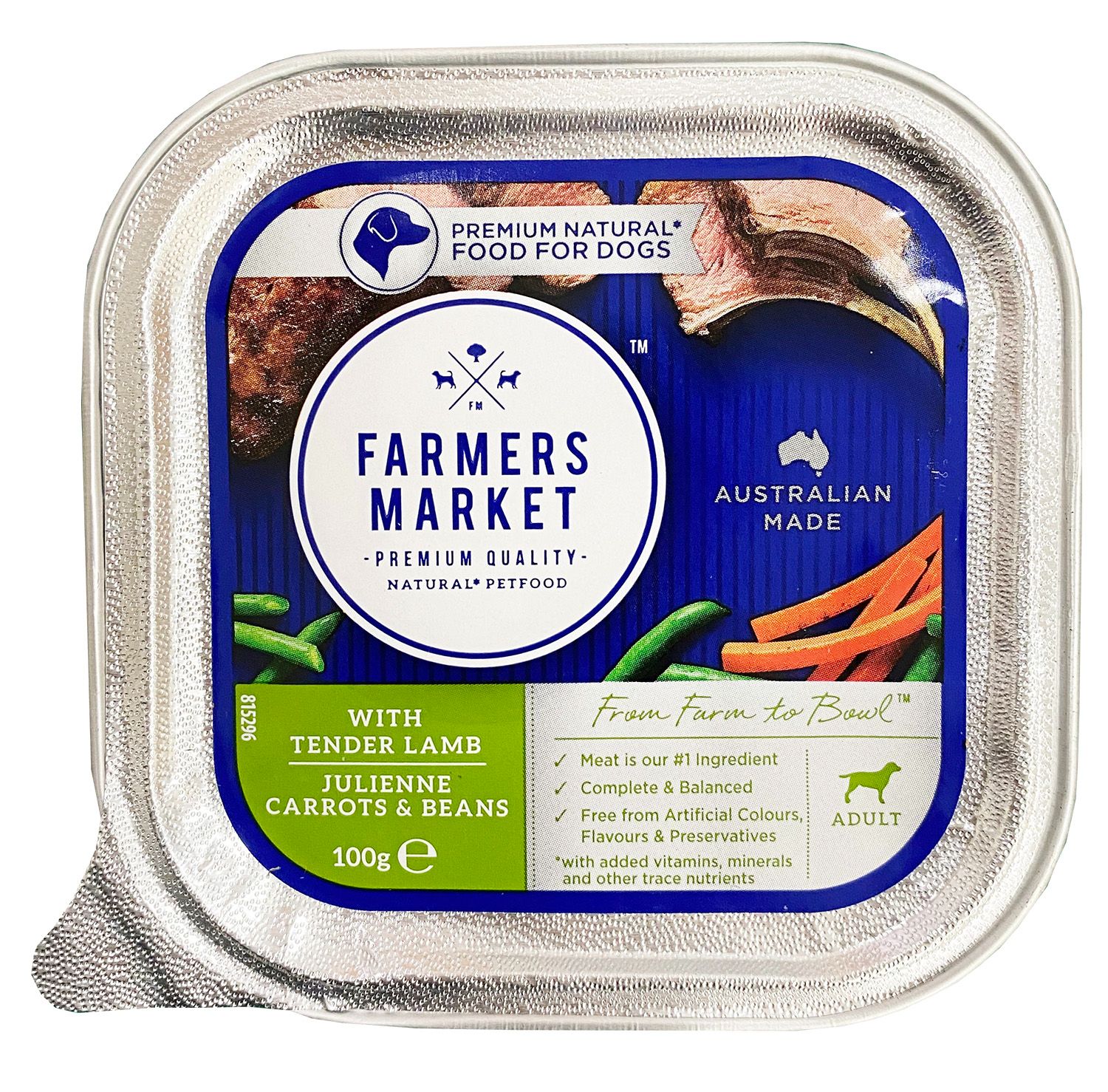 Farmer’s Market藍公爵天然犬用主食餐盒-嫩羊肉+胡蘿蔔+豆類100g/9罐/箱