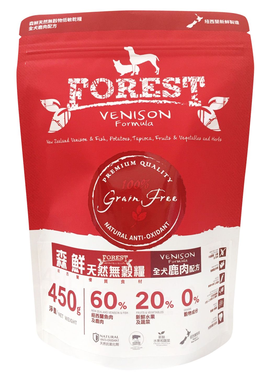 紐西蘭FOREST森鮮無穀天然糧 - 全犬三文魚+鹿肉配方450g