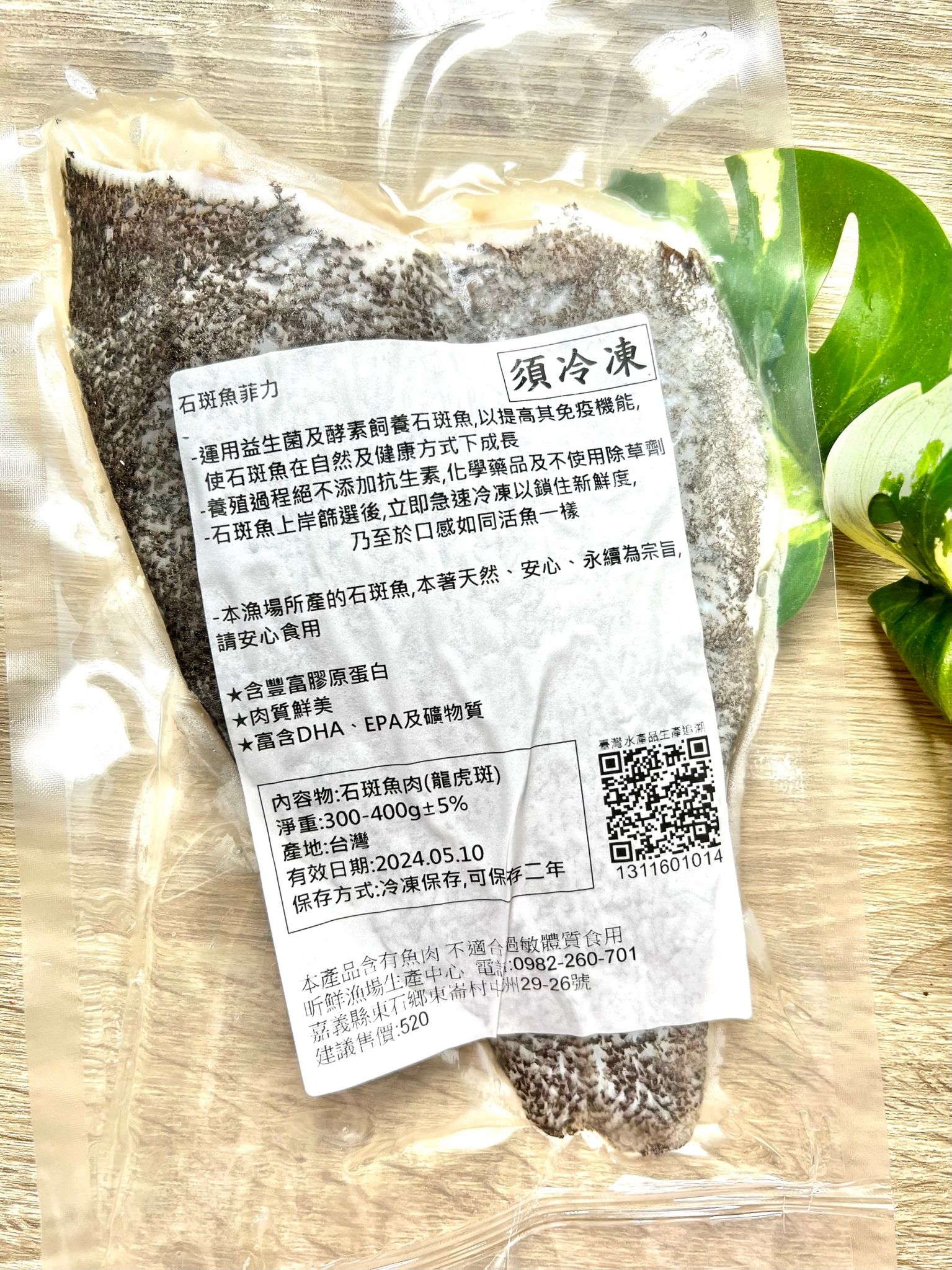 嘉義 東石 石斑魚-龍虎斑-生凍（300克）