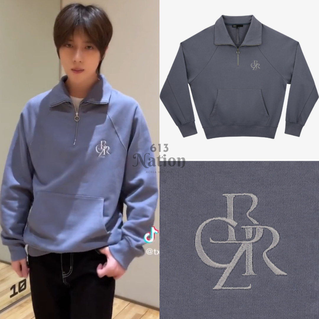 杋圭同款LOGO EMBROIDERY HALF ZIP-UP SWEATSHIRT（45折）