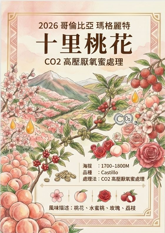 哥倫比亞 瑪格麗特 十里桃花 CO₂ 高壓厭氧蜜處理