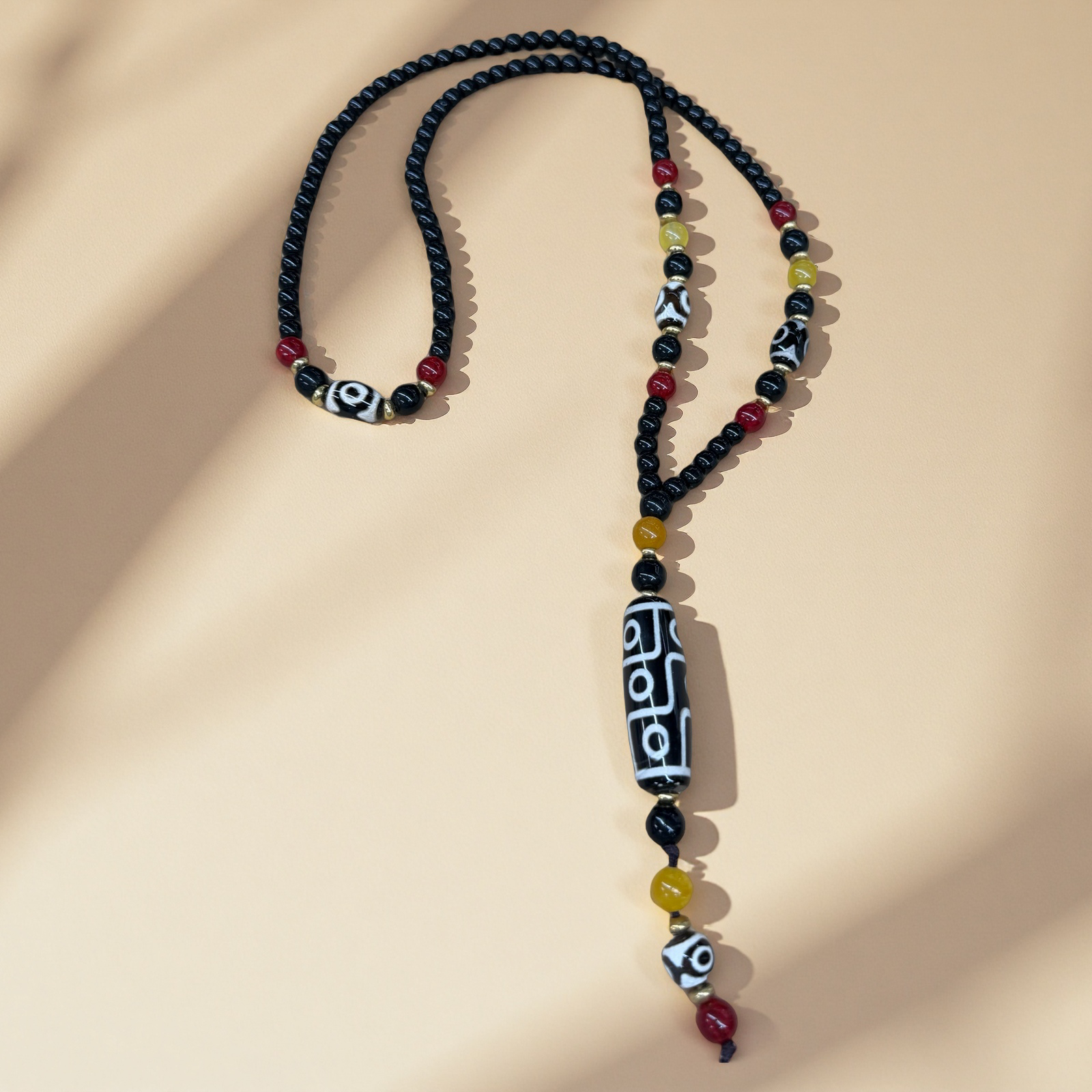 加持平安天珠項鍊（黑白色）