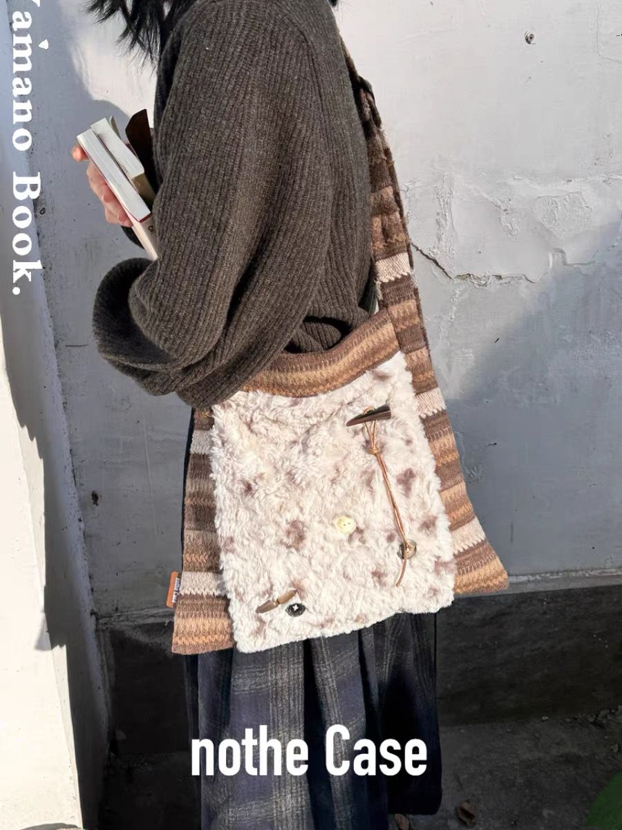 流浪公主 拼接大容量斜挎包