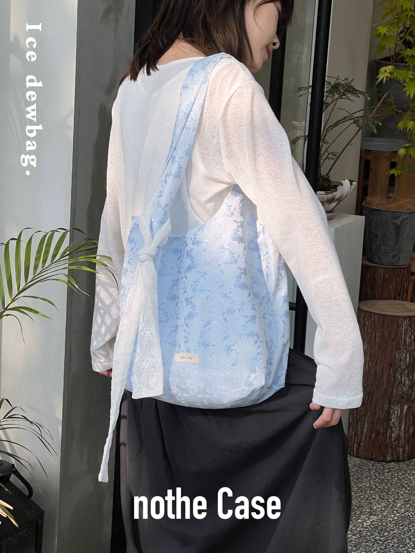 冰凝 冰藍色提花單肩包