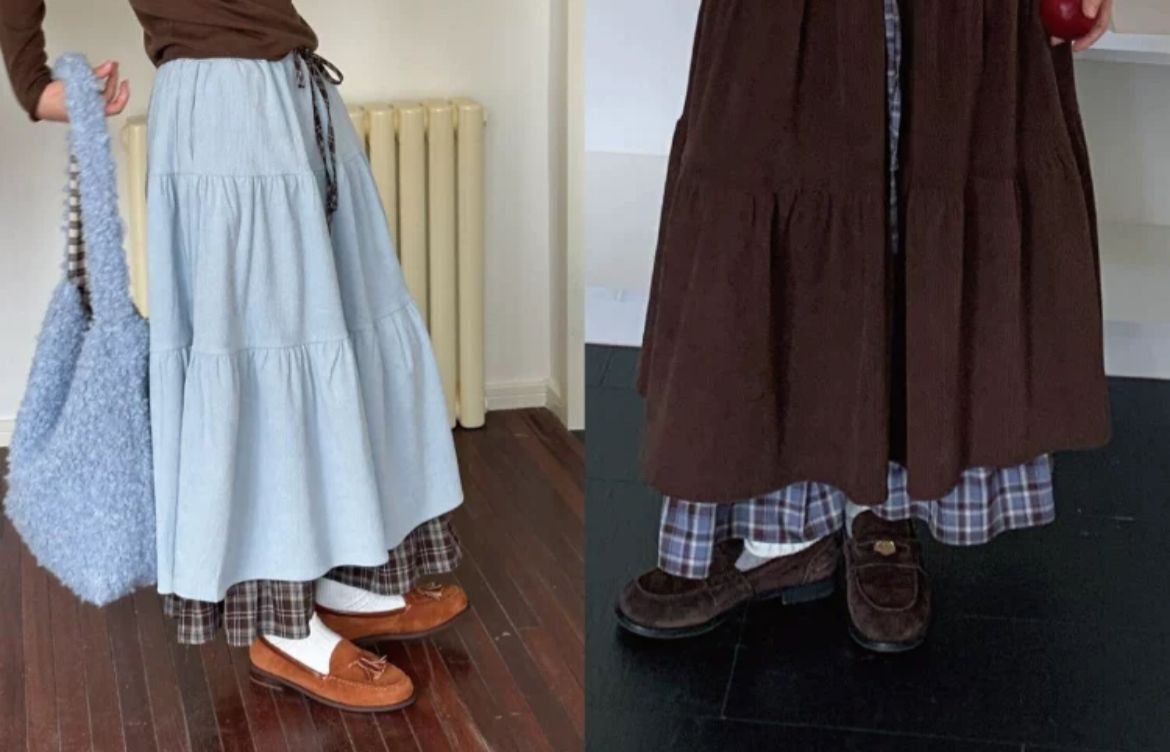 畫廊女孩 燈芯絨雙層蛋糕裙