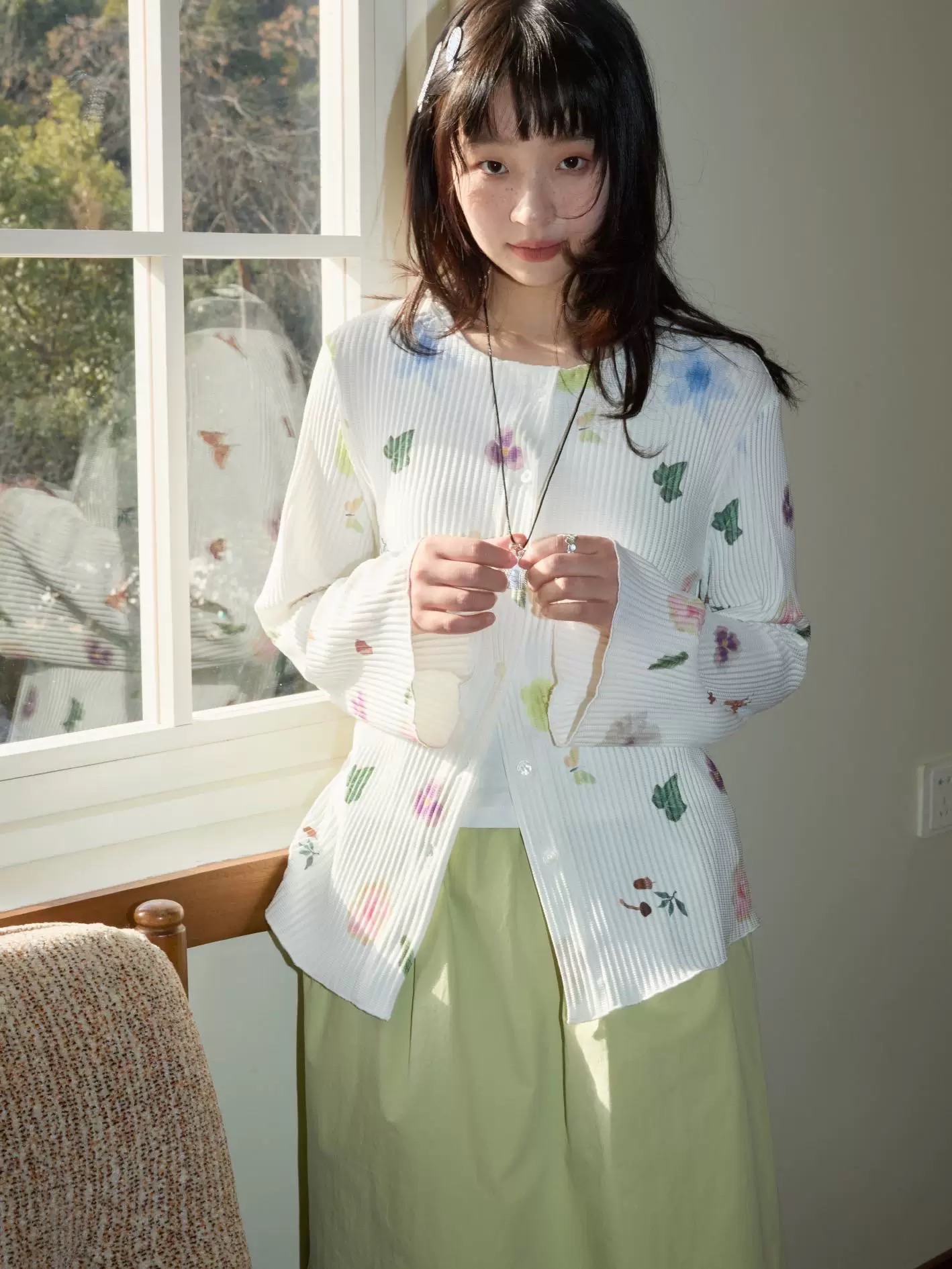 花園日集 壓褶印花罩衫