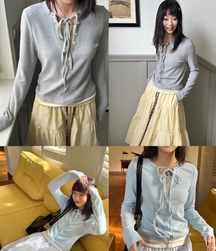 亨利畫廊 假兩件系帶上衣