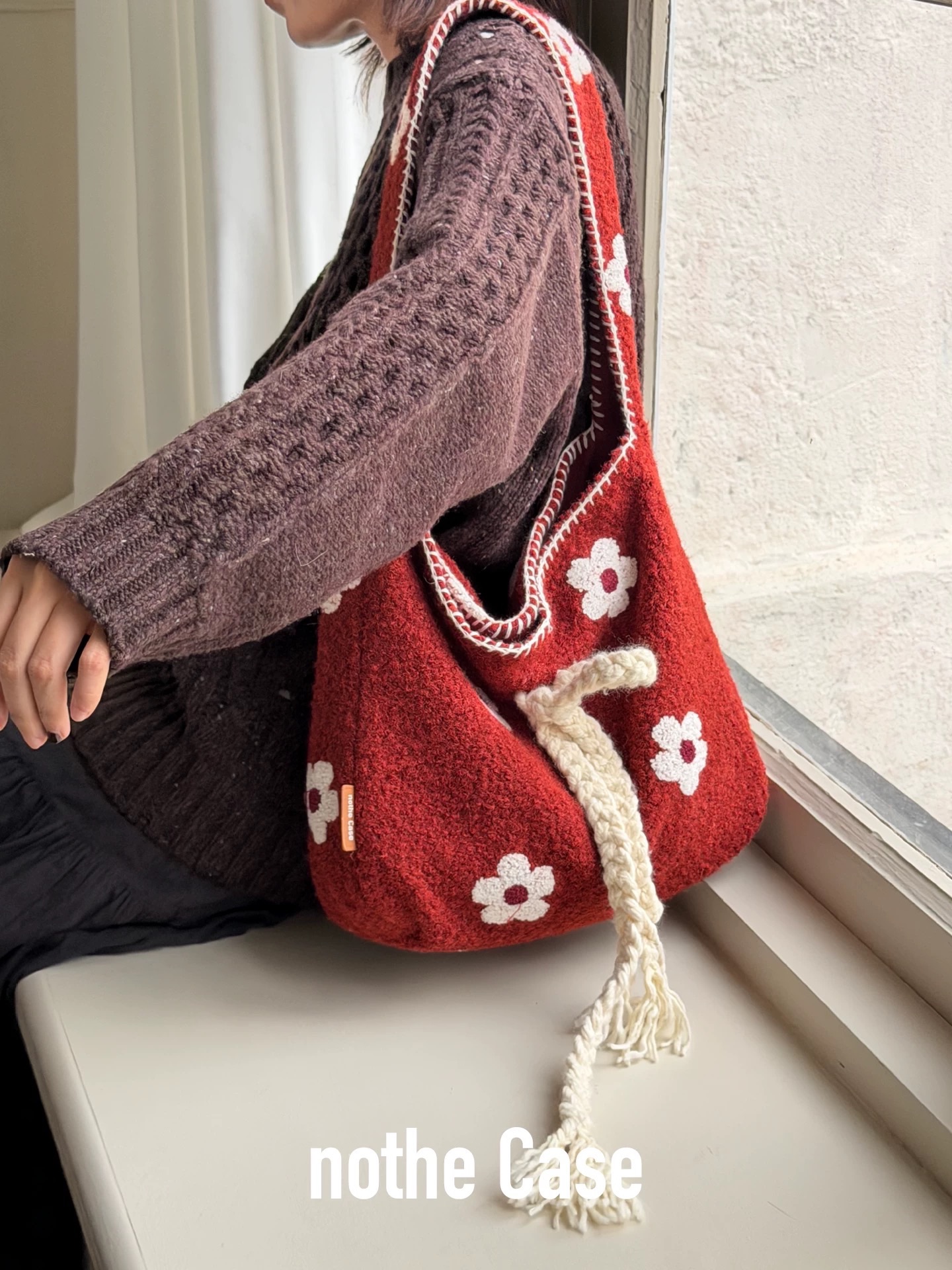 花栗莓果 毛呢托特布包