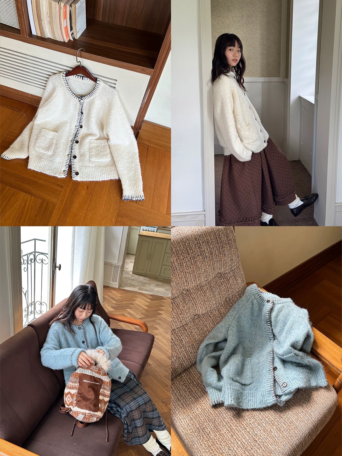 奶霜圈圈 手工繡花羊毛外套