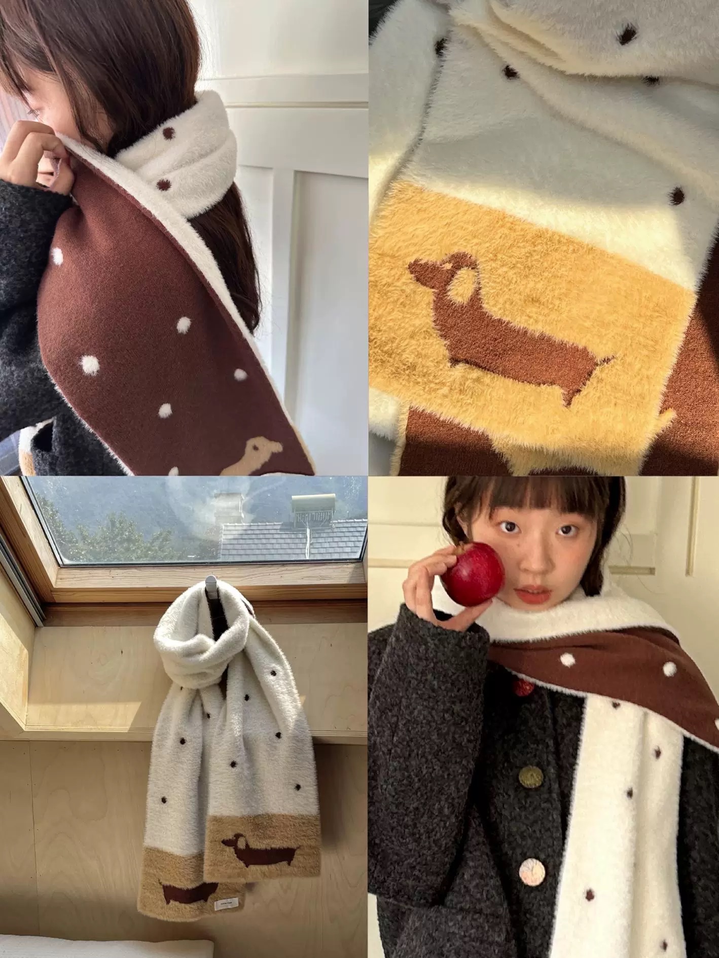 小狗の畫廊 雙面波點圍巾