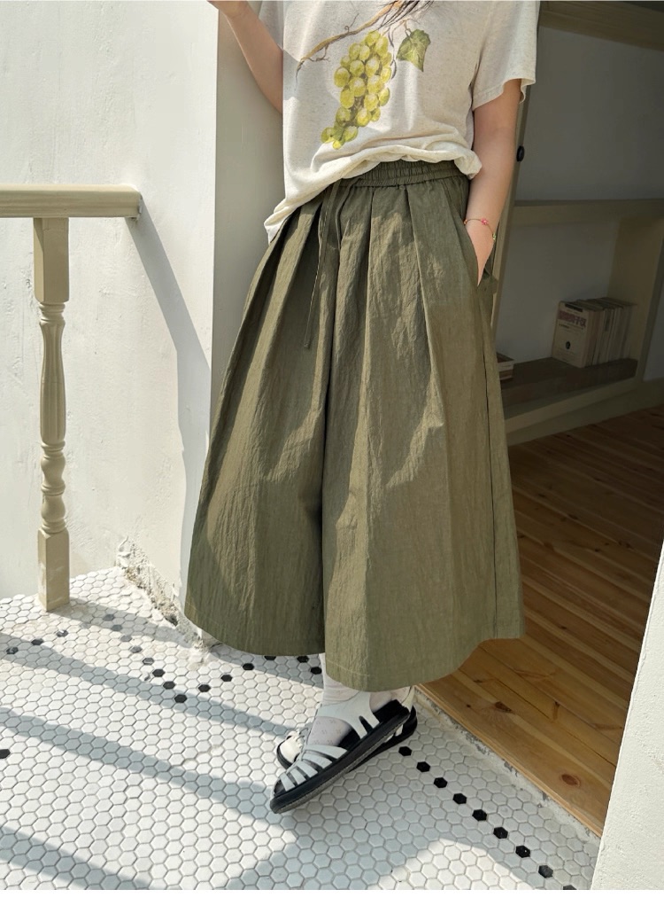 New💐 綠森林 量感褶襇八分褲裙