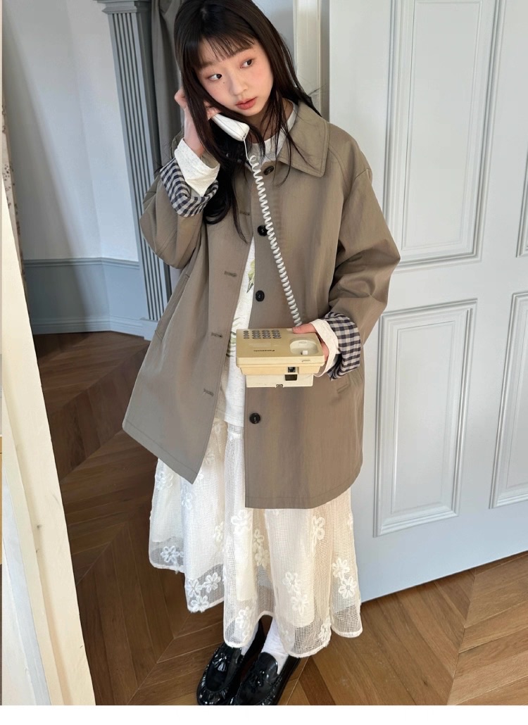 New💐 森野拼圖 兩穿棉錦風衣