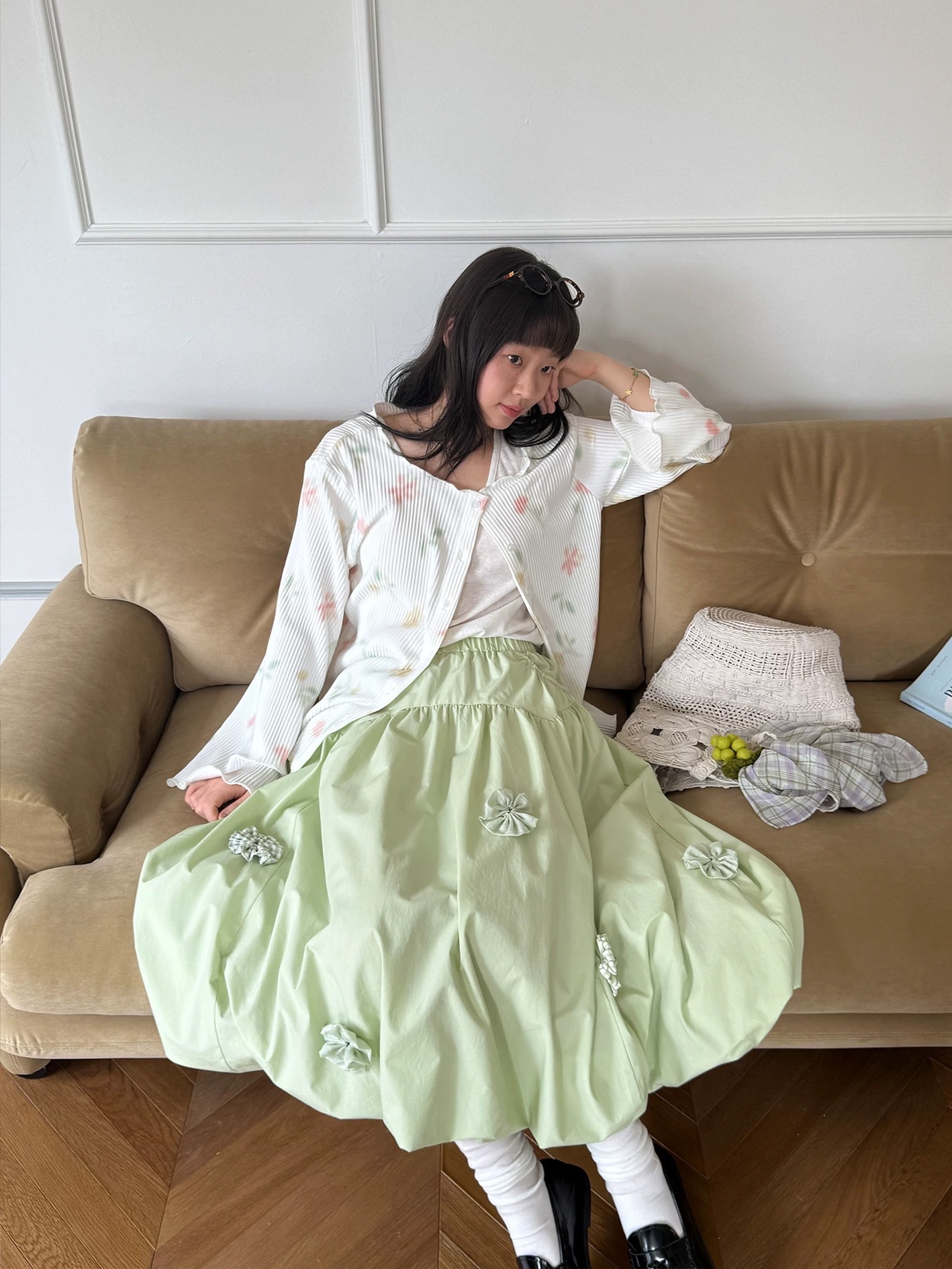 New💐 晴空花巷 手工立體花設計雙色花苞半裙