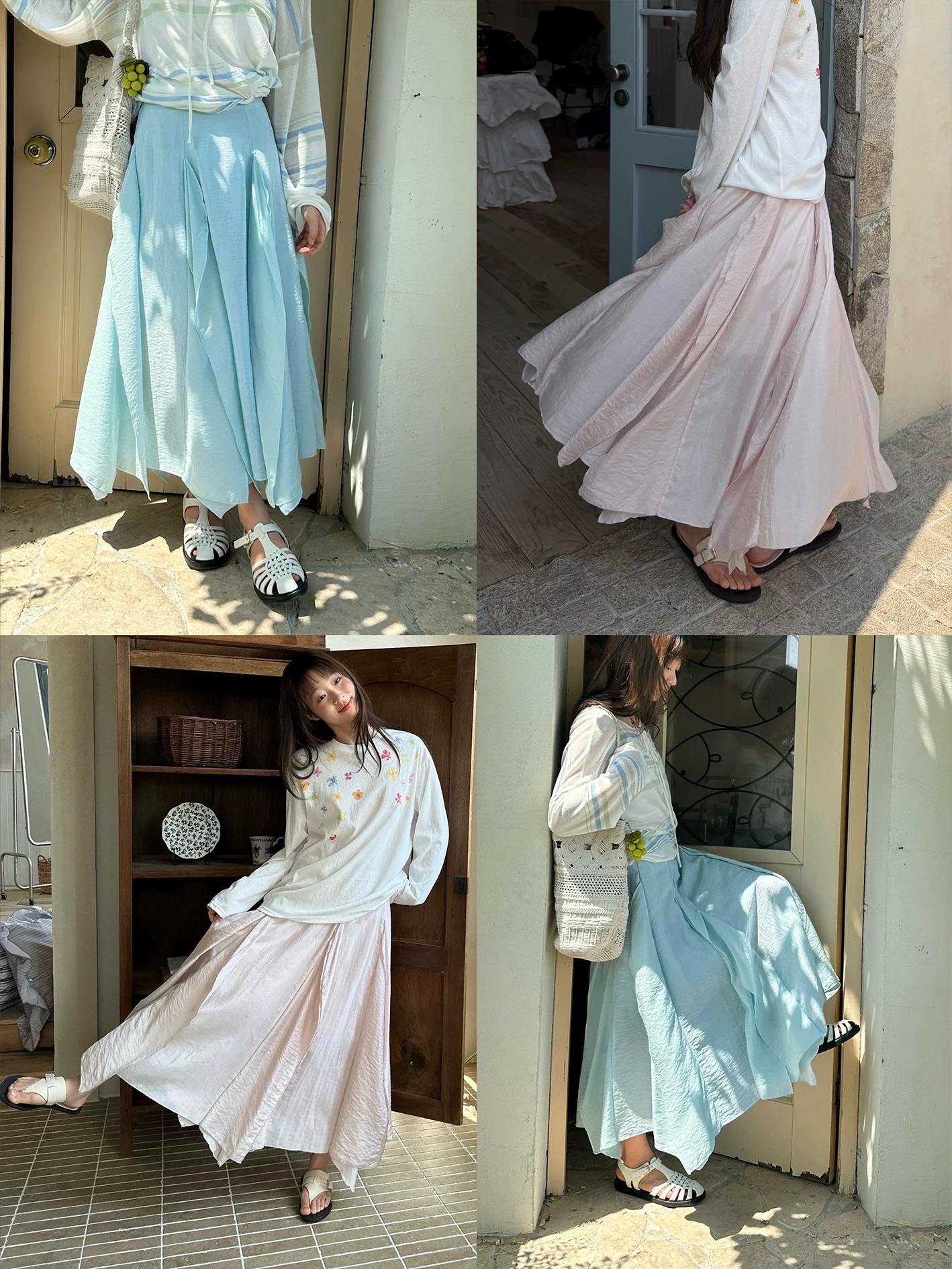 New💐 海風舞曲 天絲光澤重工不規則插片大擺半裙