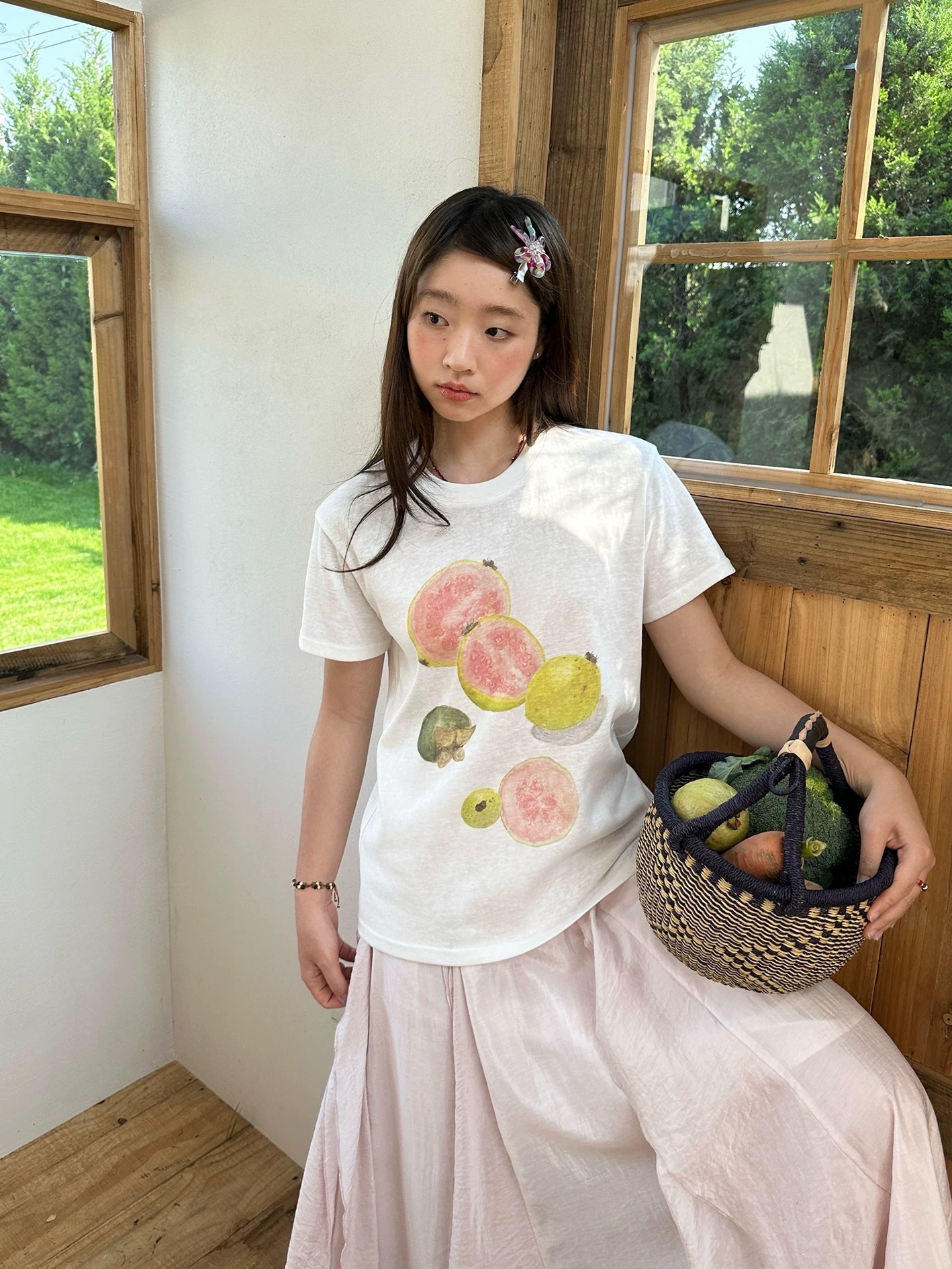 New💐 山竹芭樂 雪花棉夏日短T