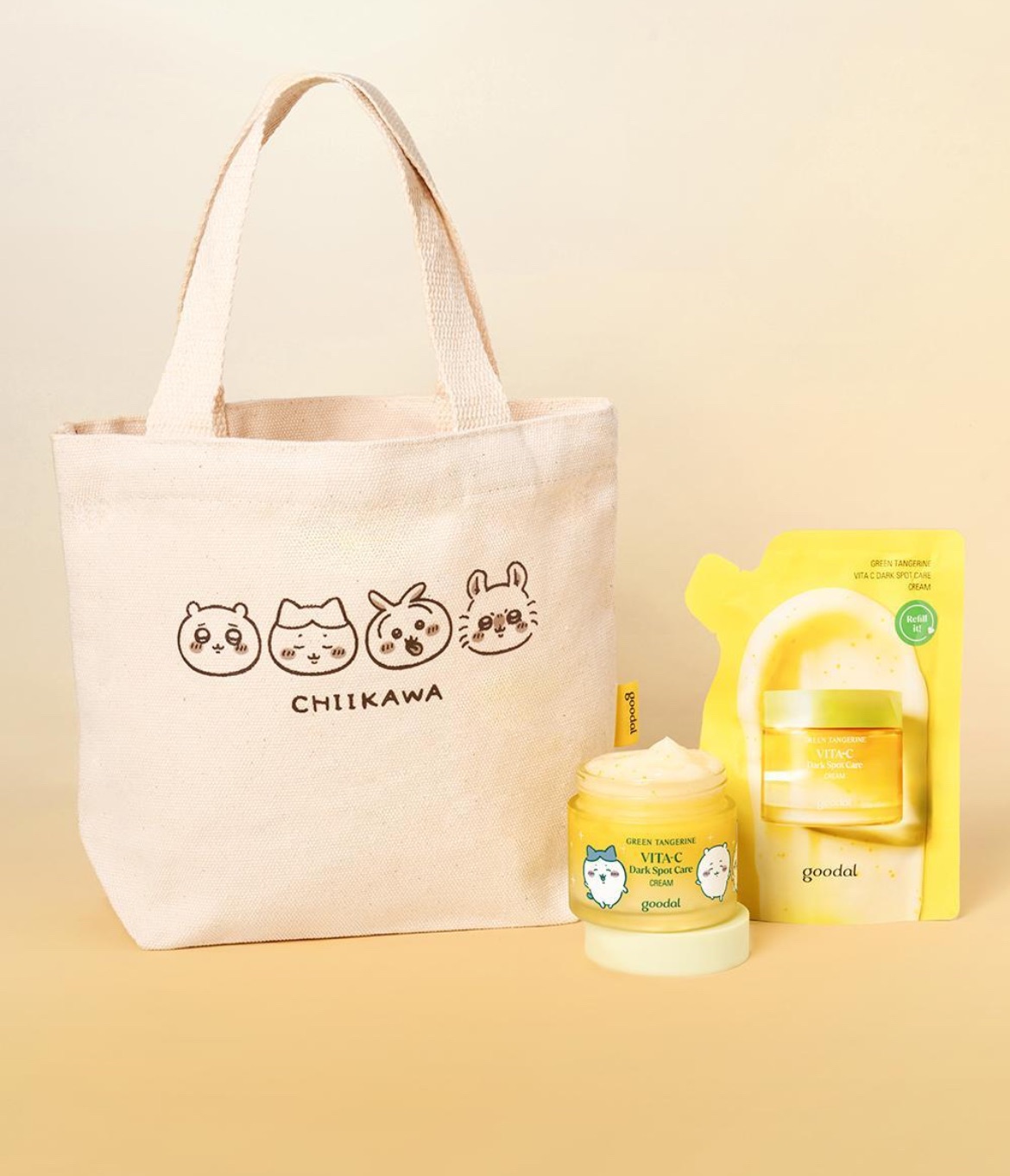 吉伊卡哇聯名！goodal 青橘維他命c淡斑面霜（正裝75ml+補充包75ml）