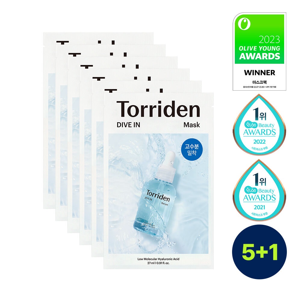 Torriden 低分子透明質酸保濕面膜5+1片裝