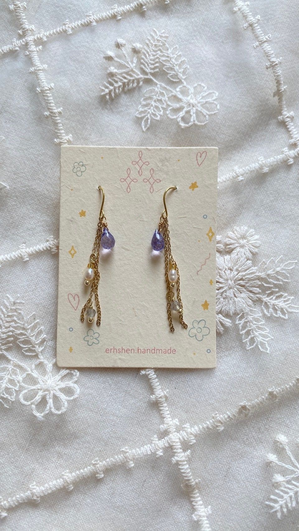 紫水晶珠寶串耳環