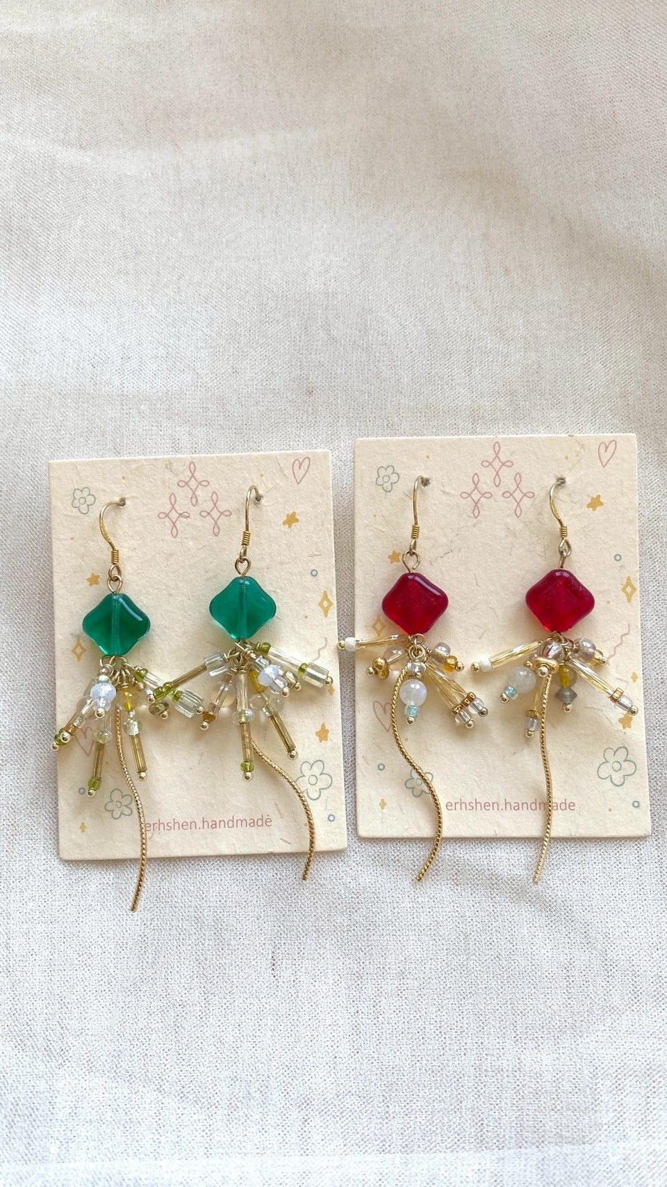 玻璃珠繽紛煙火耳環（自留款）