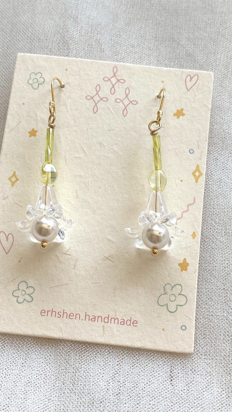 日本帶回材料~ 透明感喇叭花耳環