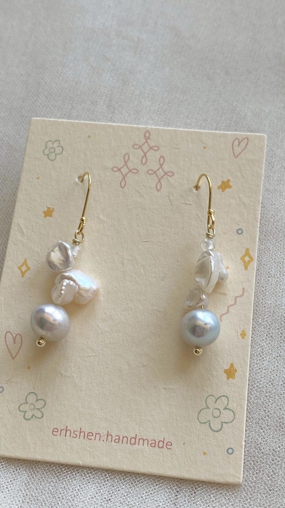 花瓣珍珠耳環