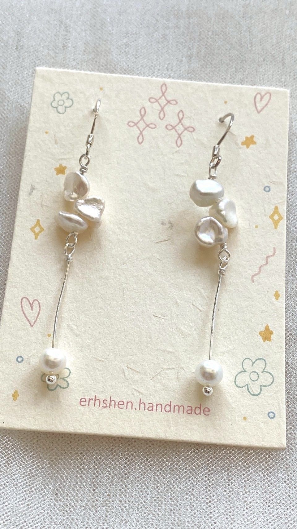花瓣珍珠耳環