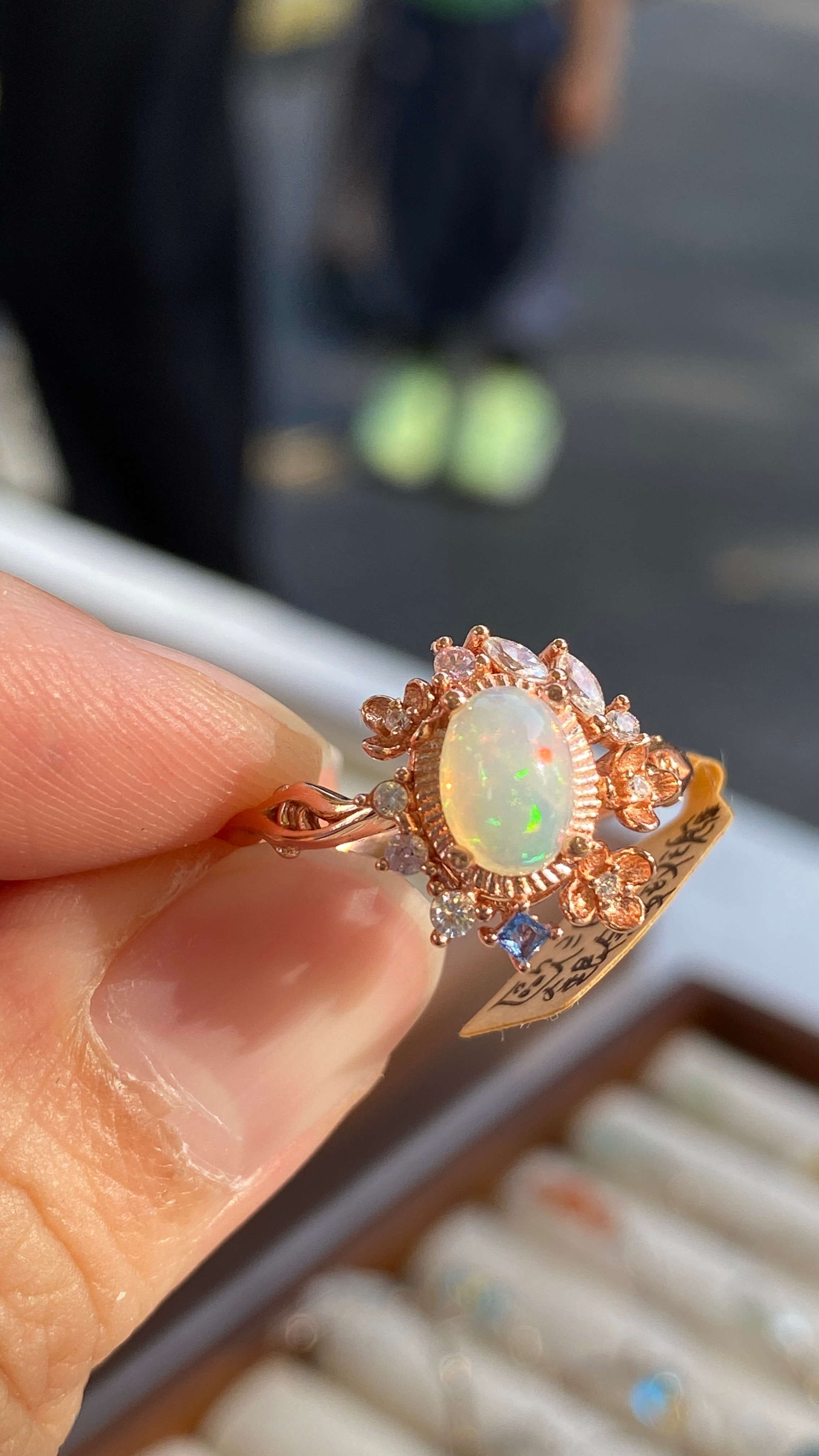 歐泊純銀戒指（玫瑰金）