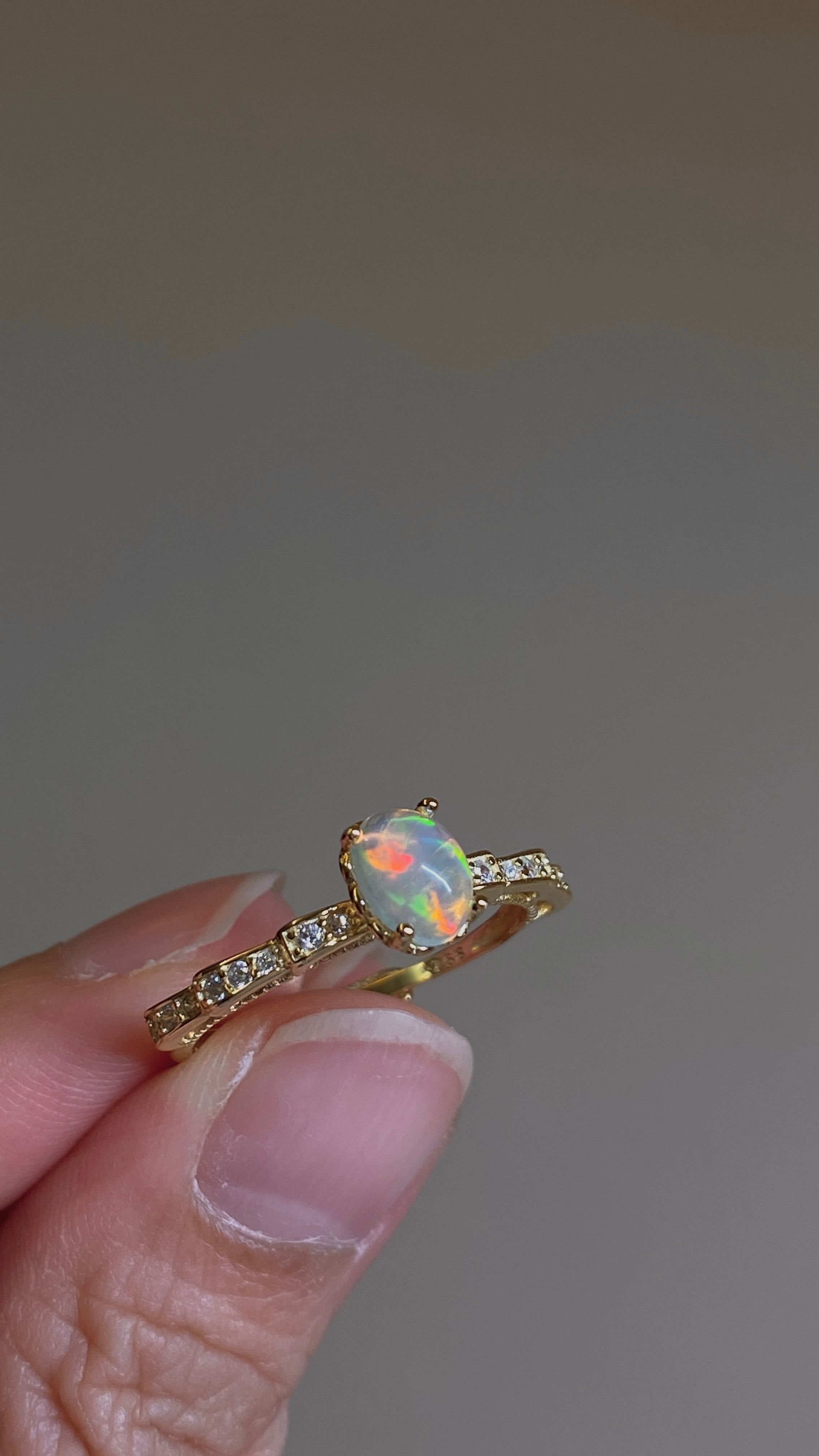 歐泊純銀戒指（金）