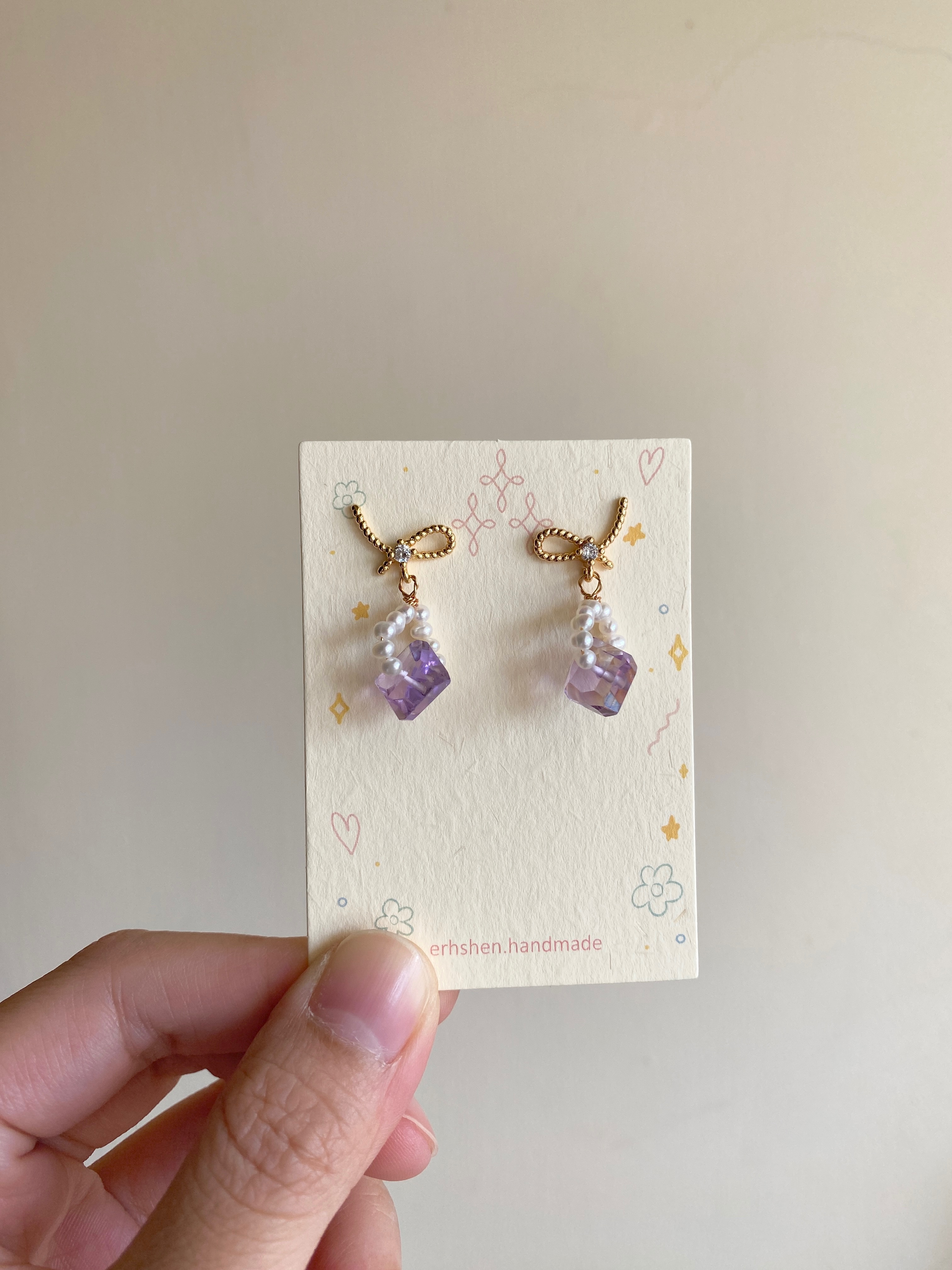 紫水晶優雅俏皮耳環