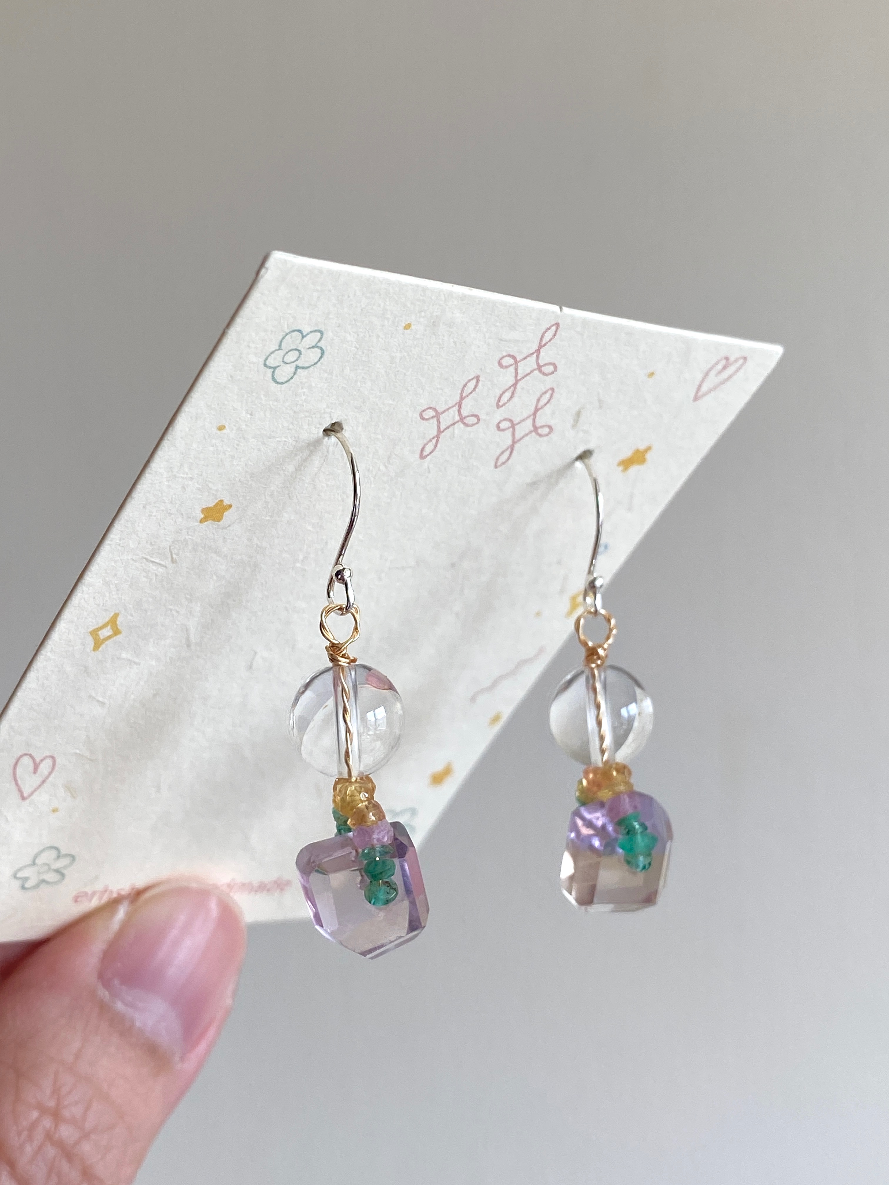 繽紛彩寶紫黃晶耳環