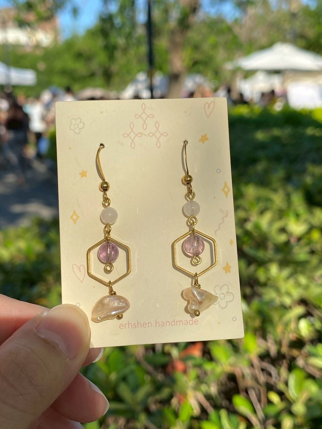 紫水晶珍珠雲朵耳環