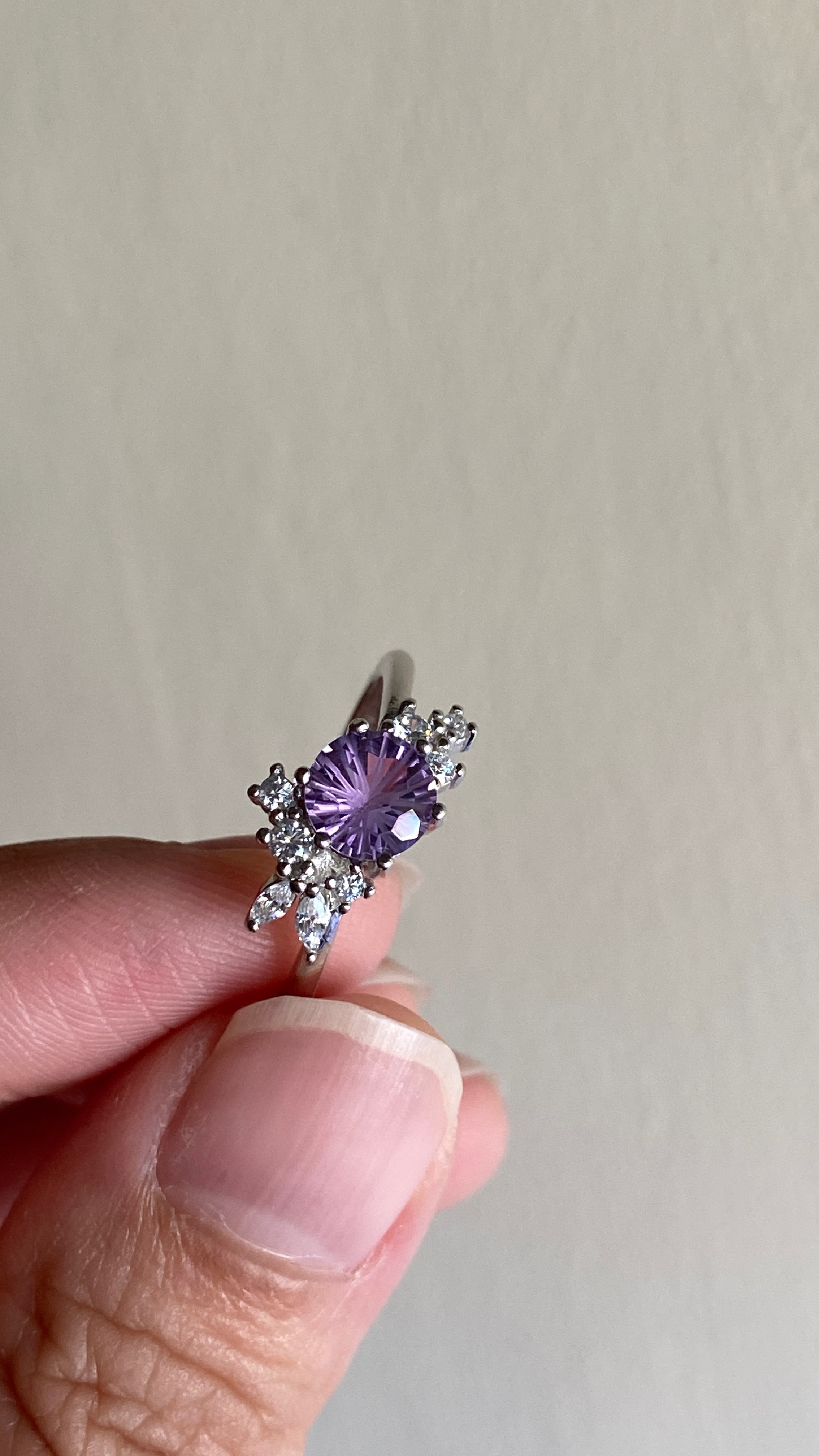 煙火切割紫水晶銀戒