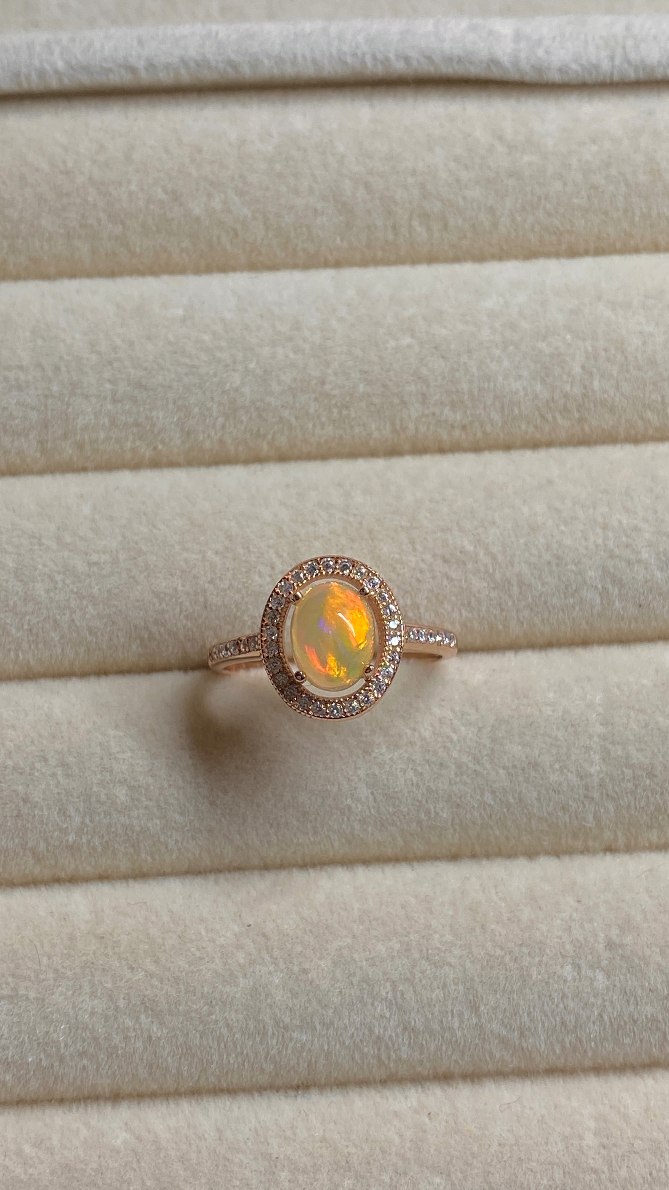 歐泊銀鍍玫瑰金銀戒