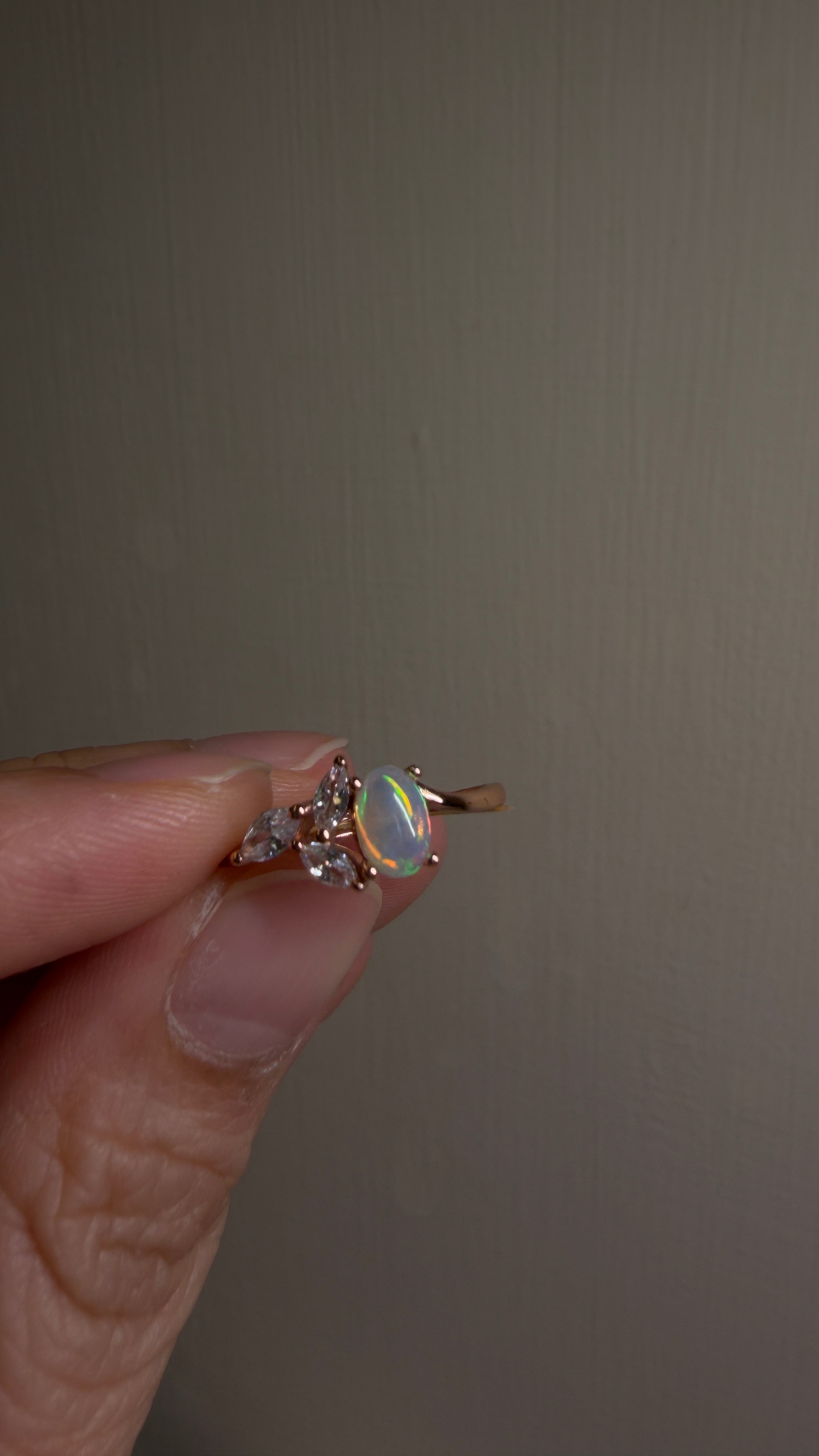 歐泊銀鍍玫瑰金銀戒