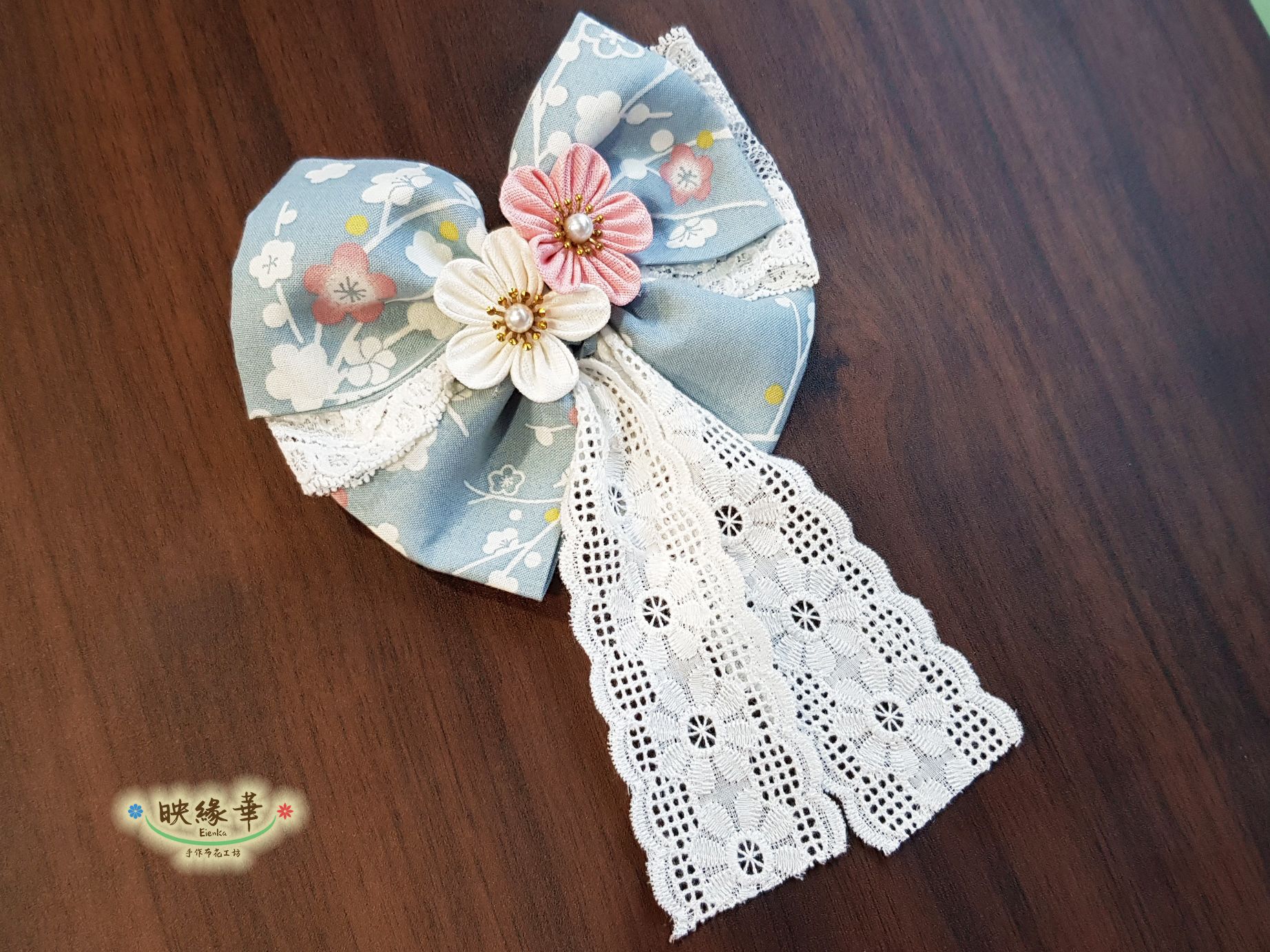 《寒春淡雅》蝴蝶結布花髮夾