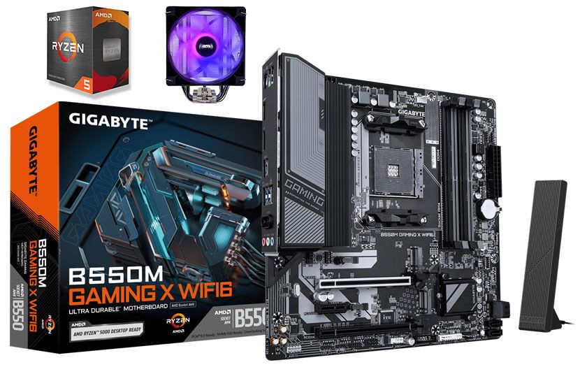 全新 技嘉 B550M GAMINGX WIFI+ R5 5600XT MPK+ARGB塔扇