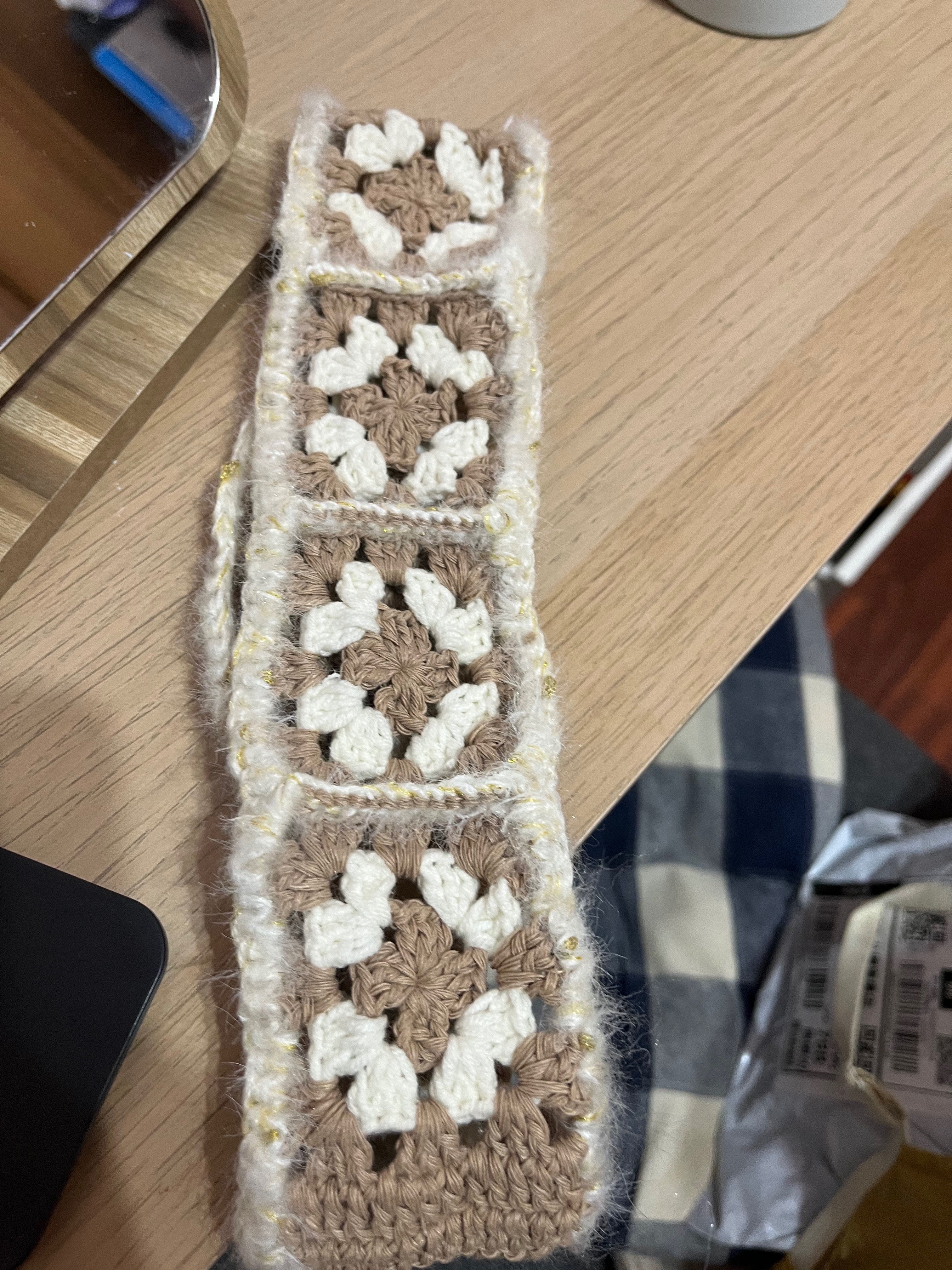 客訂-金邊毛毛祖母格髮帶