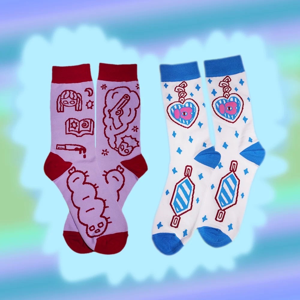 曼斯特物種X頭爺爺 插畫中筒襪