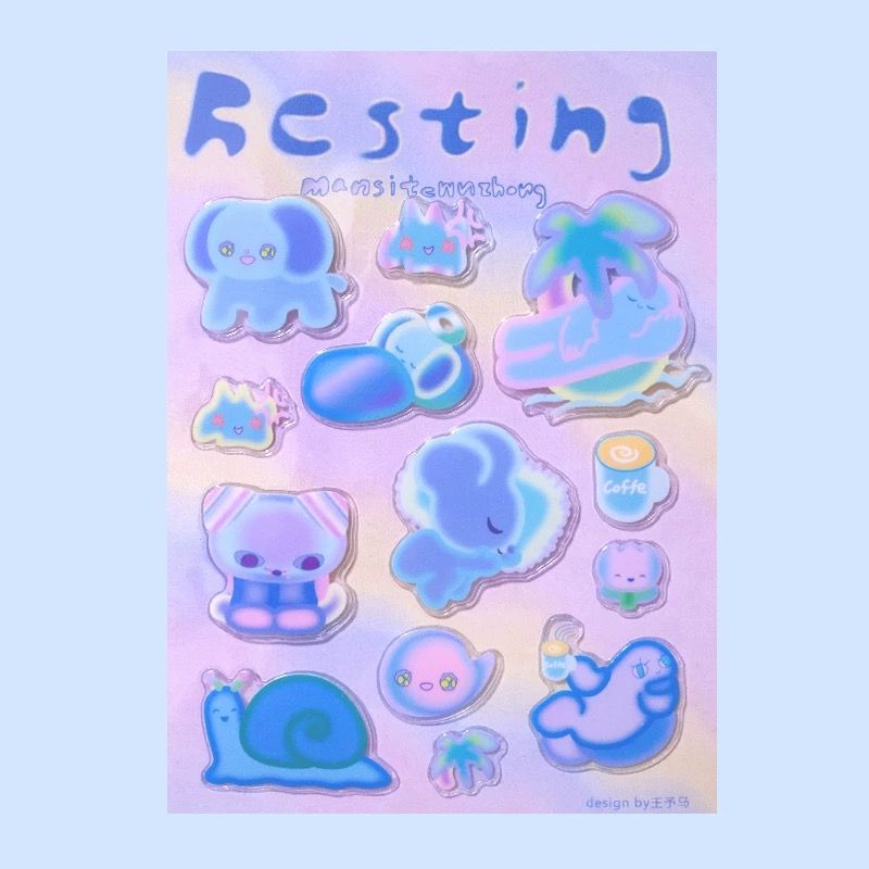 加價購⭐️ resting原創滴膠手帳手機殼貼紙