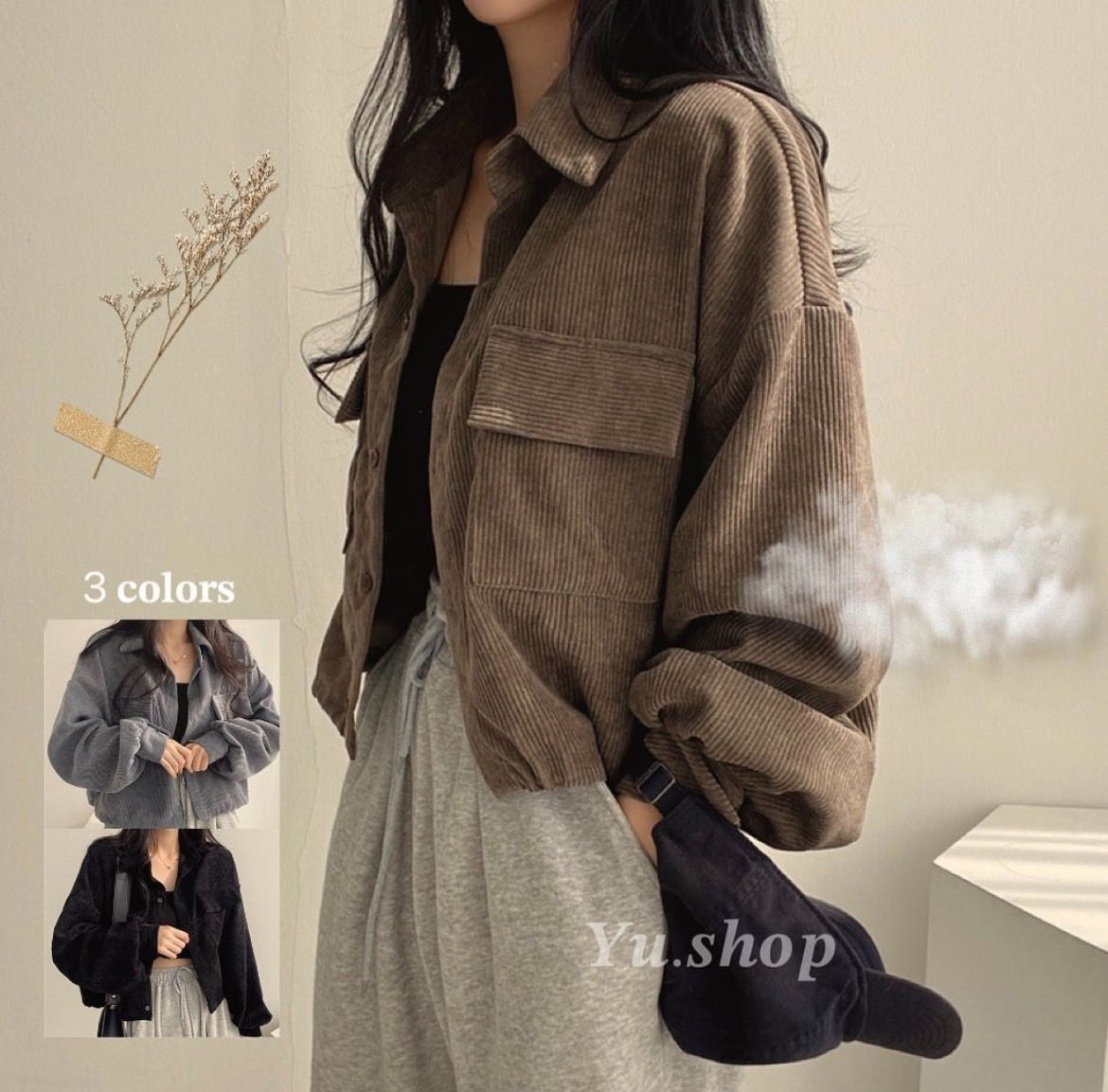 韓版寬鬆燈芯絨加厚短板外套♡