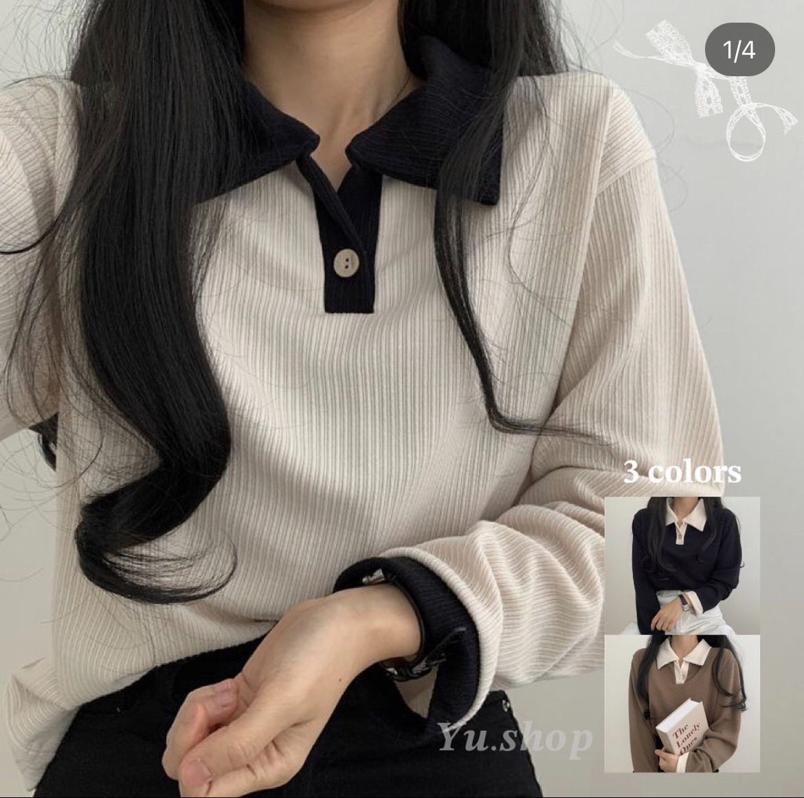 韓版簡約低調POLO領上衣♡