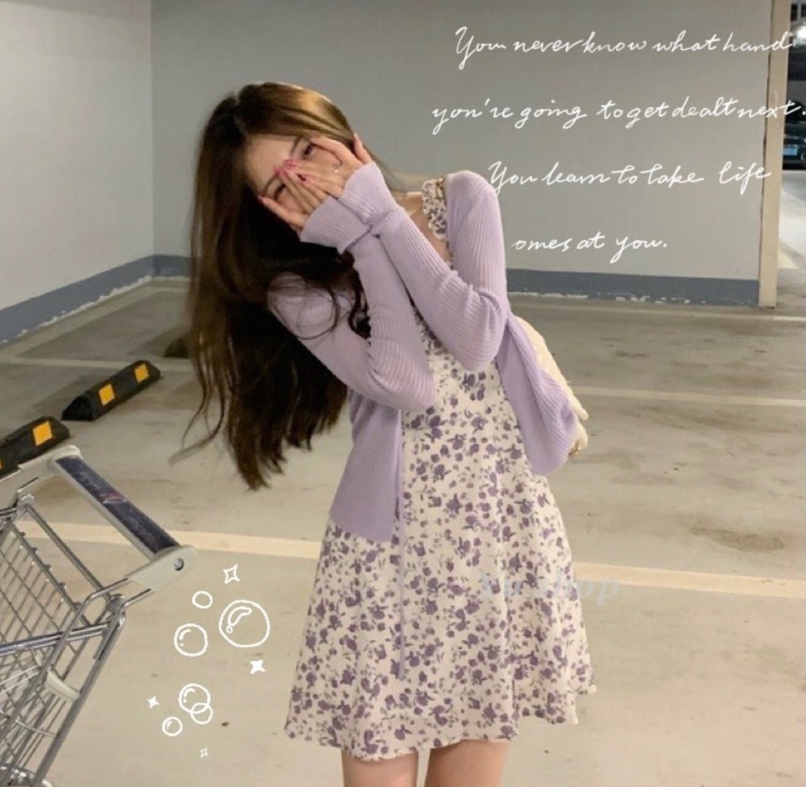 夏季碎花吊帶紫色仙女套裝♡