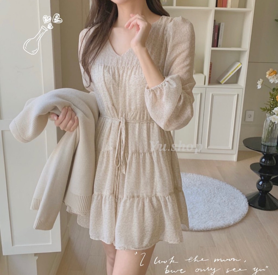 韓版夏季小碎花雪紡連身裙♡