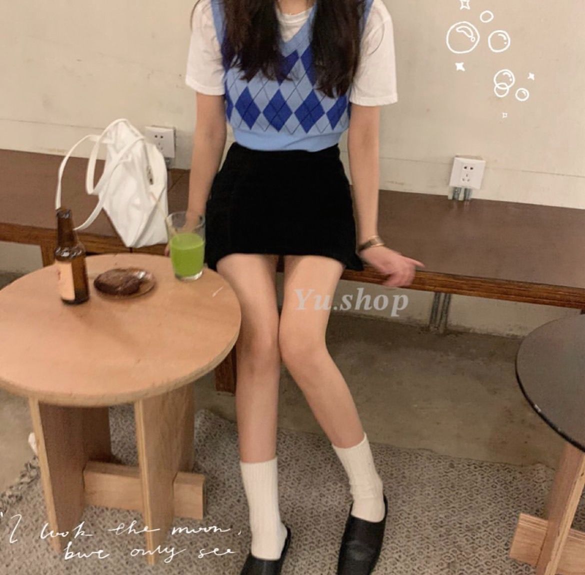 韓系菱格學院馬甲背心♡