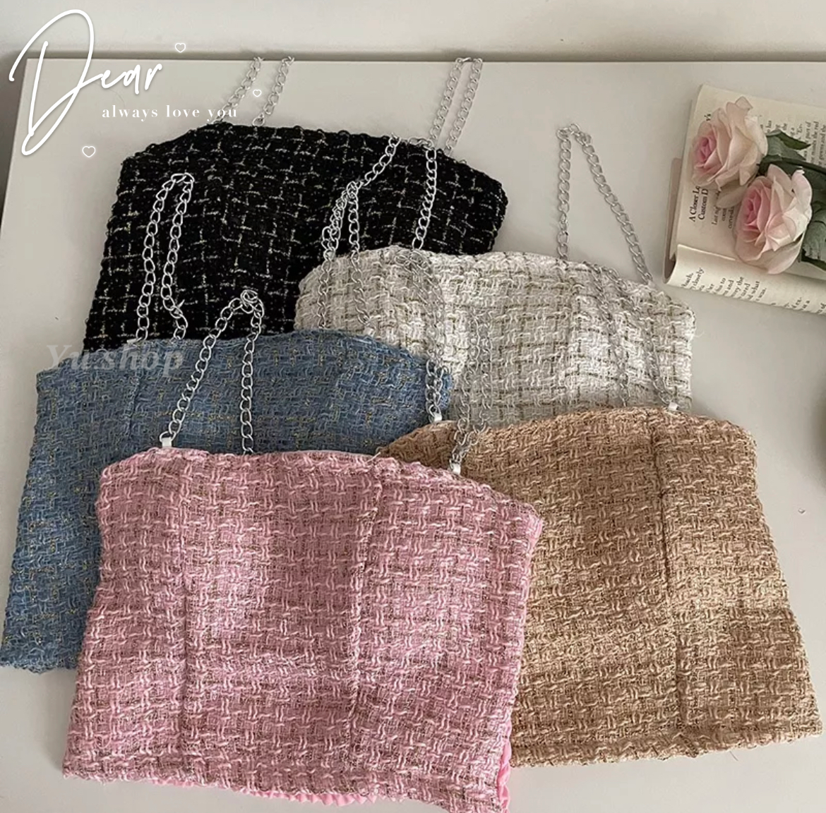 韓系夏季新款小香風吊帶（含胸墊）♡