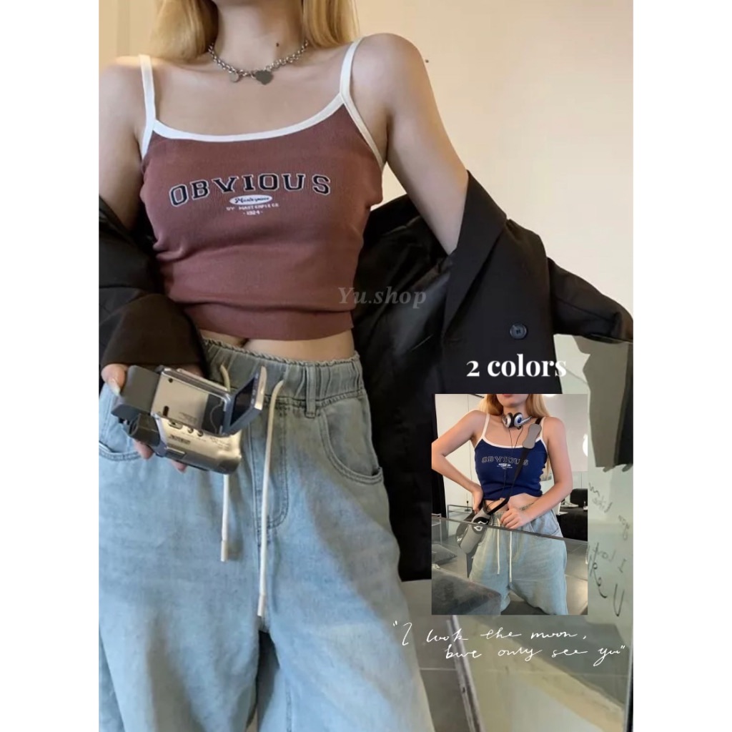 美式復古y2k字母吊帶（含胸墊）♡