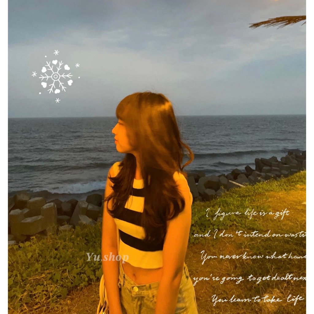 夏日三色針織條紋無袖上衣♡