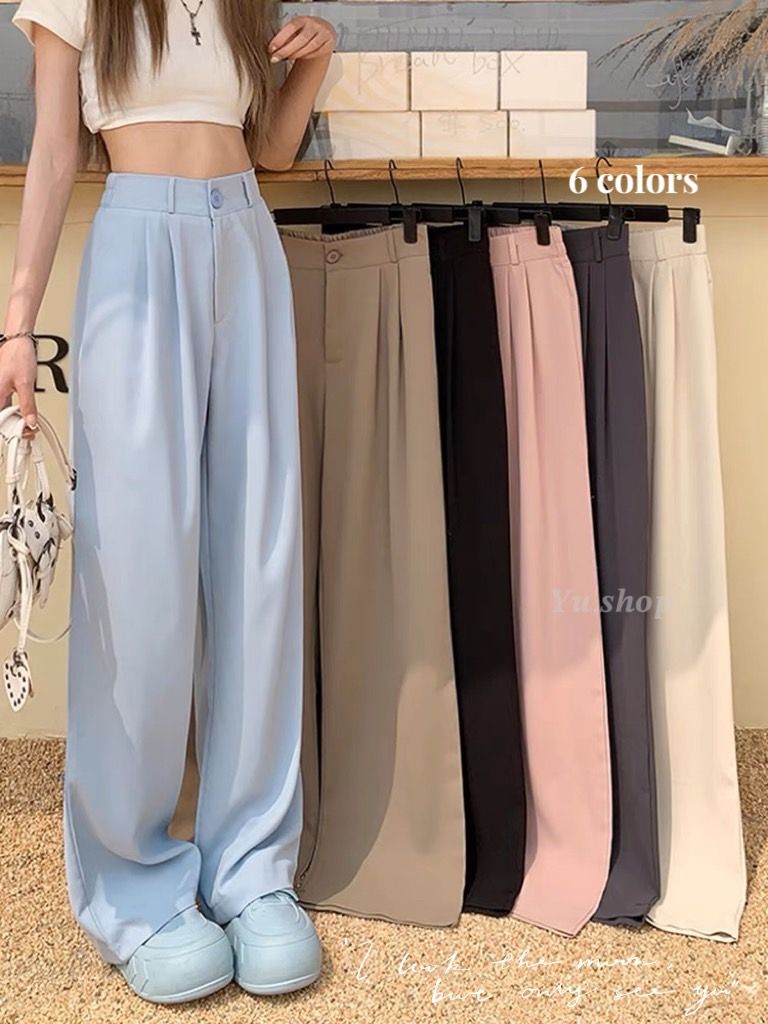休閒直筒多色西裝長褲♡